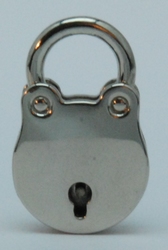 Padlock 20 mm heart shaped, shiny nickelplated +2 keys