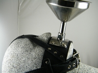Funnelmask with shiny stainless steel  funnel  Real leather