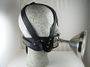 Funnelmask with shiny stainless steel  funnel  Real leather 